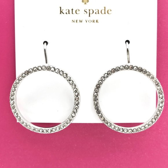 KATE SPADE Silver Crystal Hoop Earrings - Picture 2 of 7